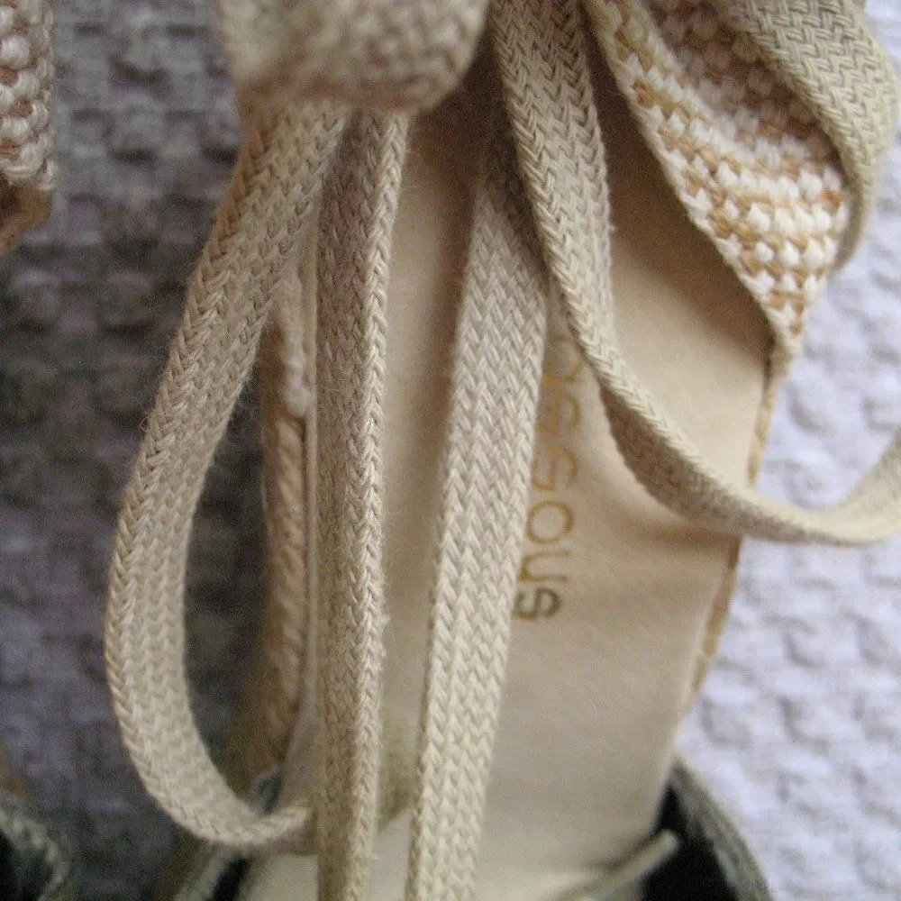 Vintage 90's Wedge Ankle Wrap Espadrille Wedges
